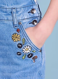 Her Universe Studio Ghibli® My Neighbor Totoro Floral Embroidered Women's Overalls - BoxLunch Exclusive