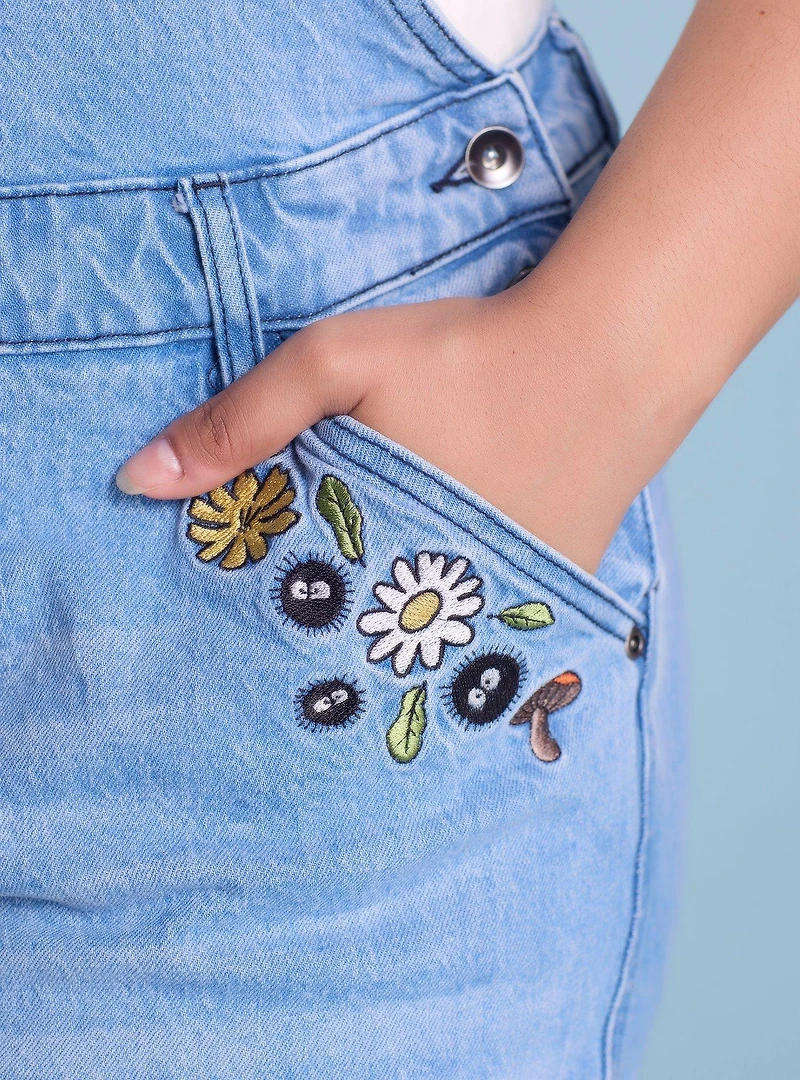 Her Universe Studio Ghibli® My Neighbor Totoro Floral Embroidered Women's Plus Overalls - BoxLunch Exclusive