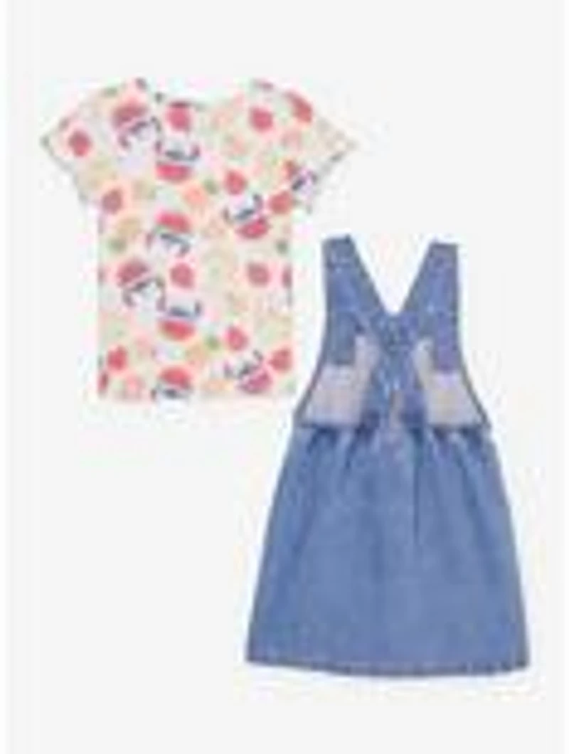 Disney Lilo & Stitch Watermelon Toddler Denim Overall Dress T-Shirt Set - BoxLunch Exclusive
