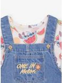 Disney Lilo & Stitch Watermelon Toddler Denim Overall Dress T-Shirt Set - BoxLunch Exclusive
