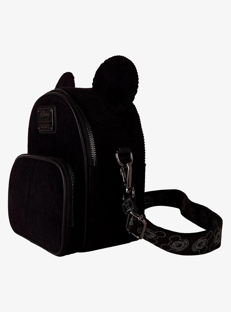 Loungefly Disney Mickey Mouse Corduroy Ears Mini Backpack Convertible Crossbody Bag