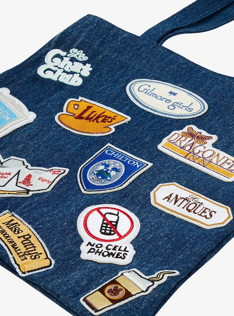 Gilmore Girls Stars Hollow Patches Denim Tote Bag — BoxLunch Exclusive