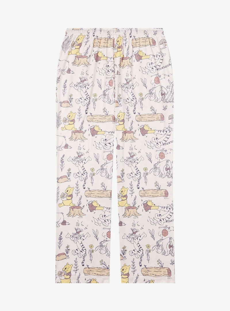 Disney Winnie the Pooh Line Art Allover Print Sleep Pants
