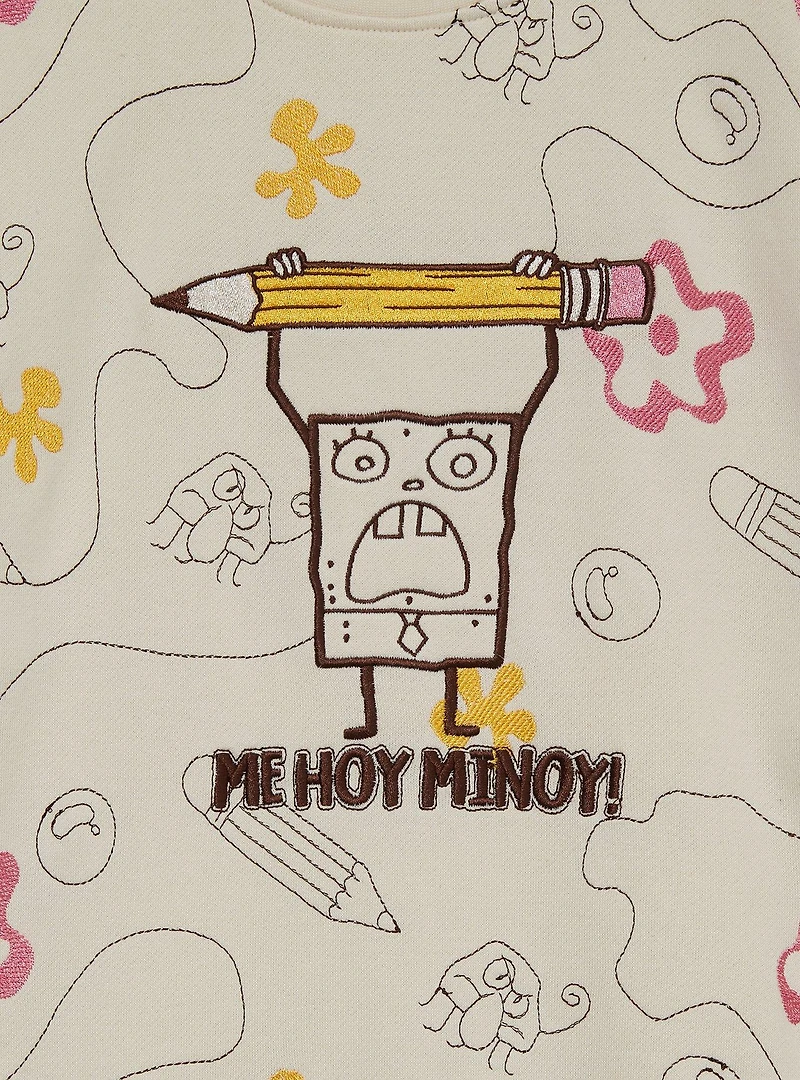 SpongeBob SquarePants DoodleBob Allover Embroidered Icons Crewneck - BoxLunch Exclusive