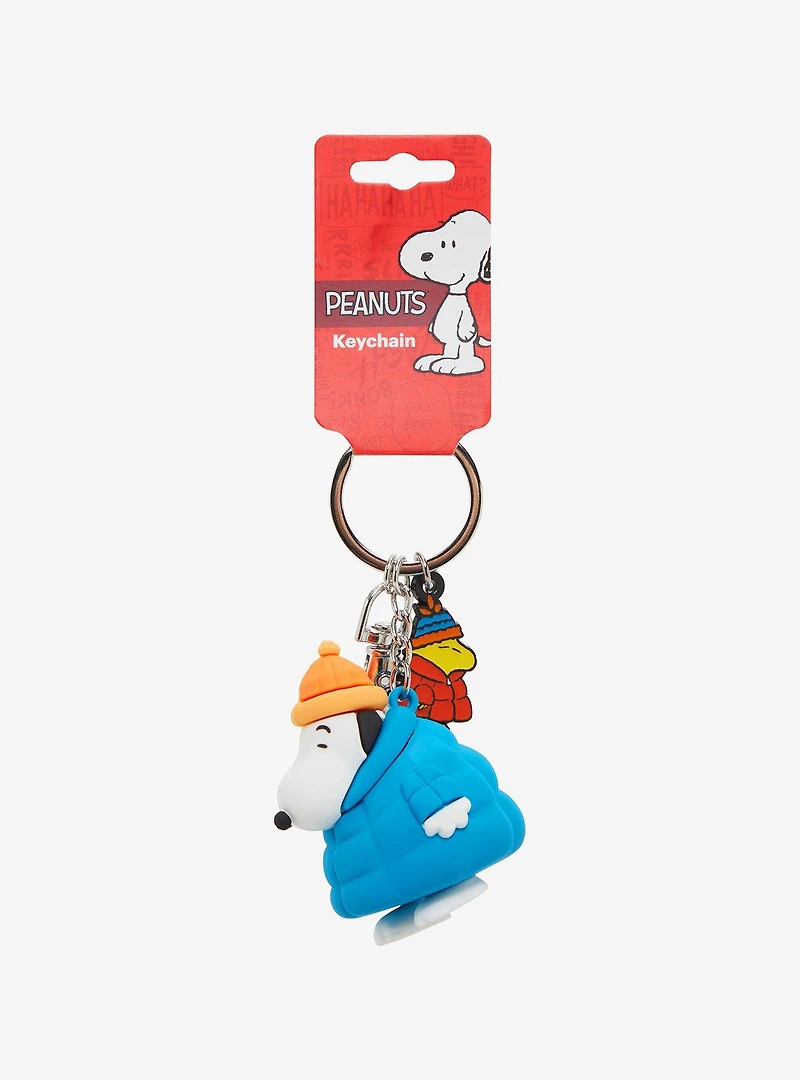 Peanuts Snoopy & Woodstock Puffer Jacket Keychain
