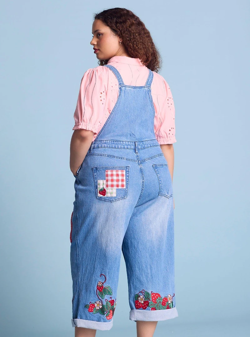 Strawberry Shortcake Embroidered Women's Plus Overalls — BoxLunch Exclusive