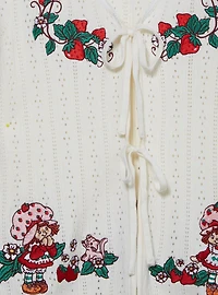 Strawberry Shortcake Tie Front Embroidered Women's Cardigan