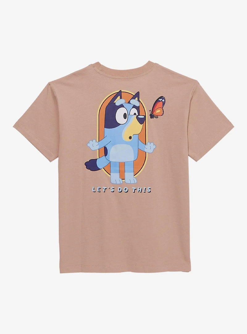 Bluey Butterfly Let's Do This Tan Youth T-Shirt