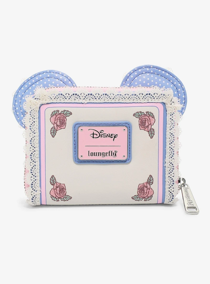 Loungefly Disney Minnie Mouse Floral Lace Ears Small Zip Wallet