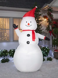 Snowman with Santa Hat Airblown