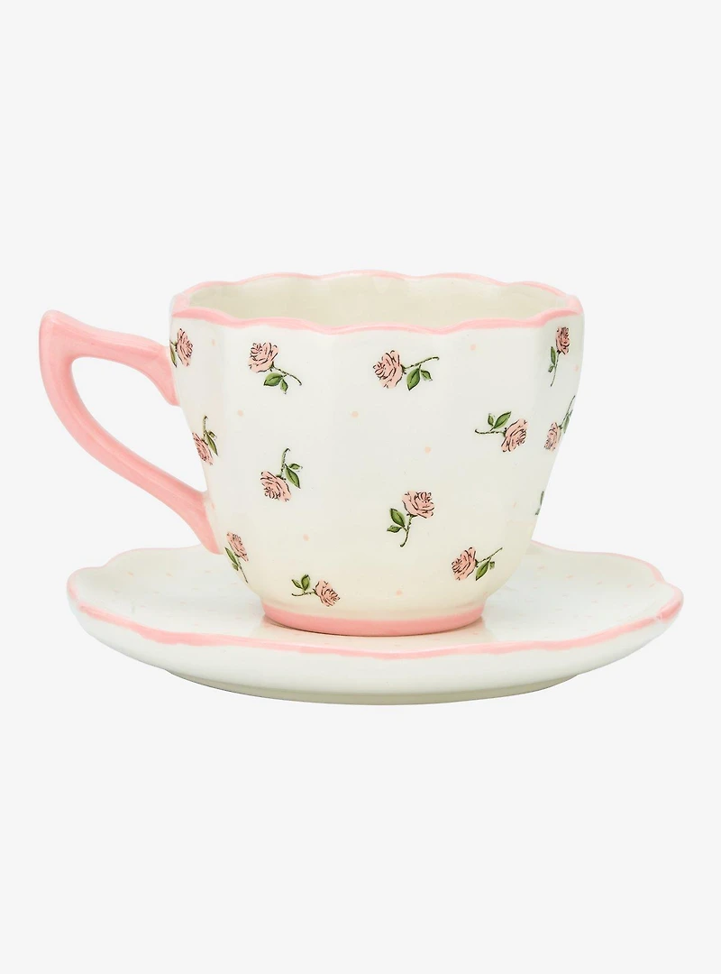Disney Beauty and the Beast Enchanted Rose Teacup and Saucer — BoxLunch Exclusive