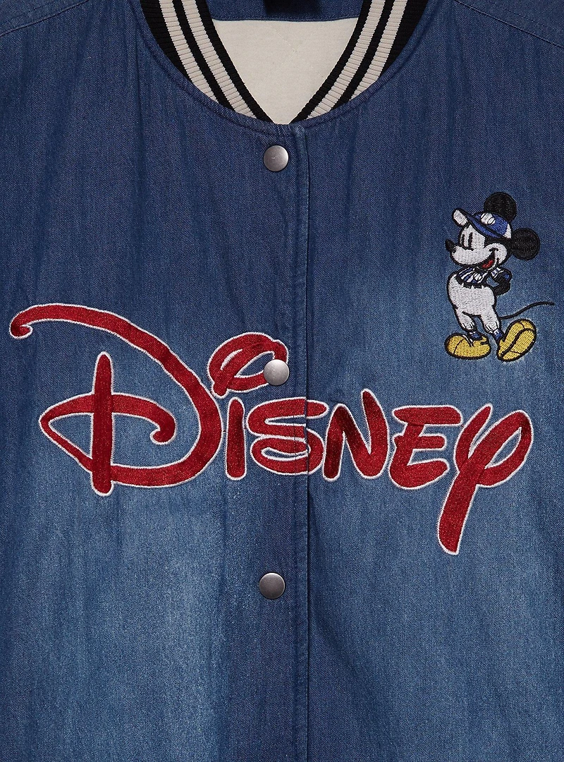 Disney Mickey Mouse Baseball Denim Bomber Jacket - BoxLunch Exclusive