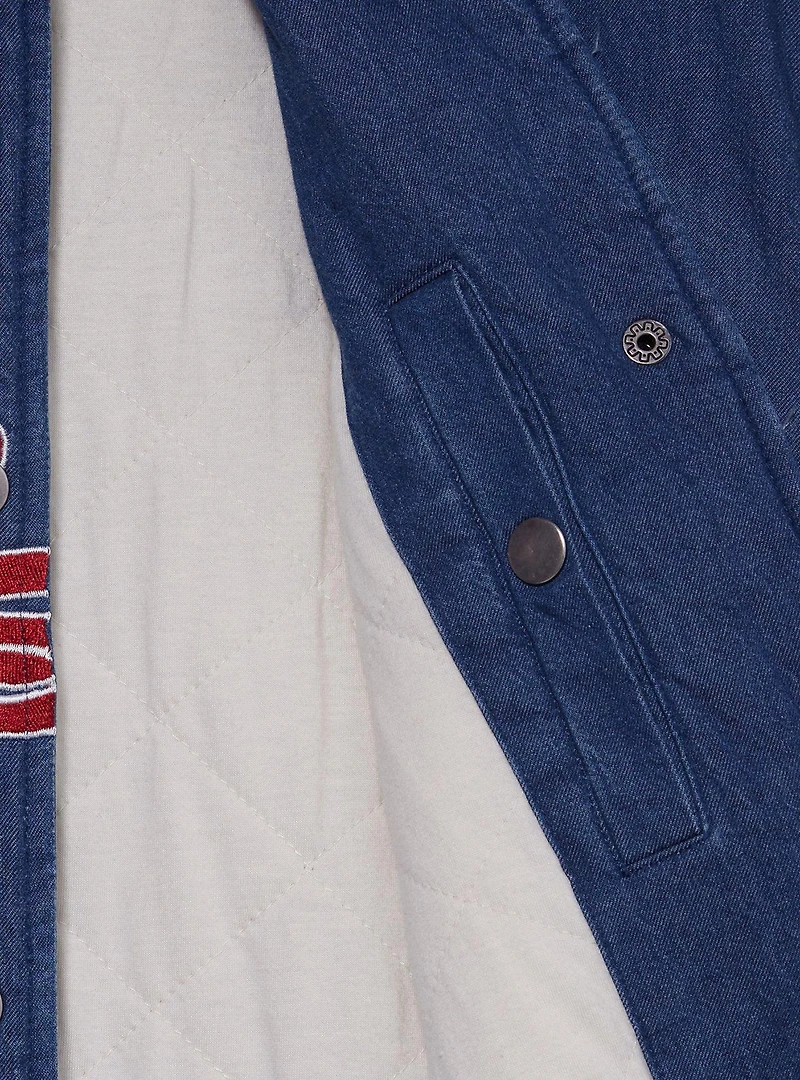 Disney Mickey Mouse Baseball Denim Bomber Jacket - BoxLunch Exclusive