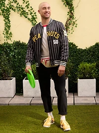 Peanuts Baseball Vintage Striped Bomber Jacket — BoxLunch Exclusive