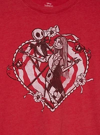 Disney The Nightmare Before Christmas Jack & Sally Heart Women's Cropped T-Shirt