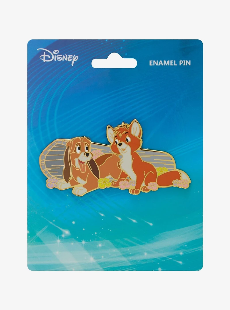 Disney The Fox and the Hound Todd and Copper Log Floral Enamel Pin