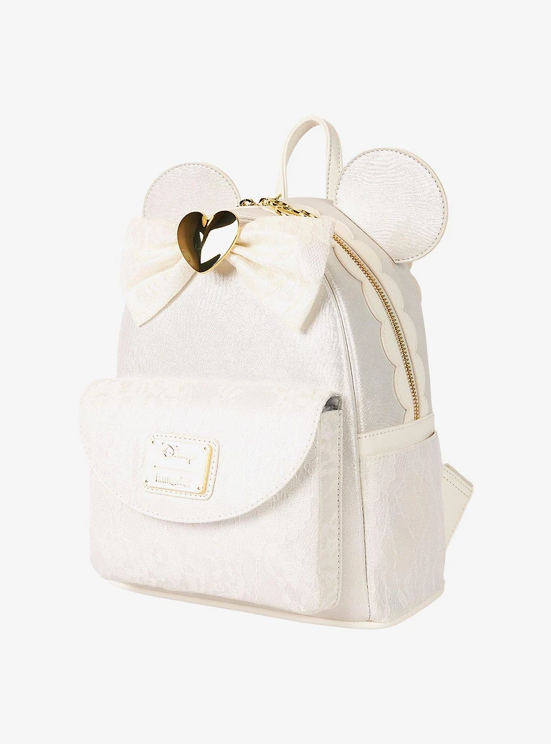 Loungefly Disney Minnie Mouse Ears Lace Wedding Mini Backpack
