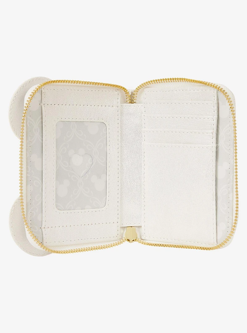 Loungefly Disney Minnie Mouse Ears Lace Wedding Small Zip Wallet