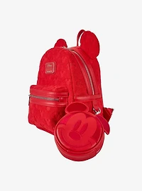 Loungefly Disney Mickey Mouse Plush Allover Print Ears Mini Backpack with Coin Purse