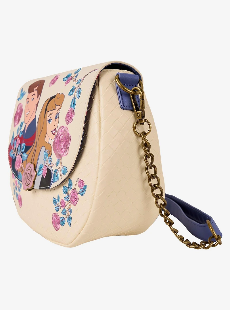 Loungefly Disney Sleeping Beauty Aurora & Prince Phillip Floral Crossbody Bag