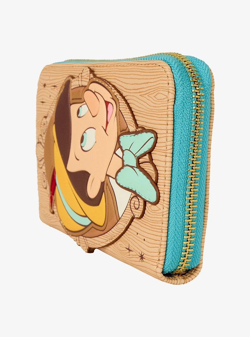 Loungefly Disney Pinocchio Wood Frame Portrait Small Zip Wallet