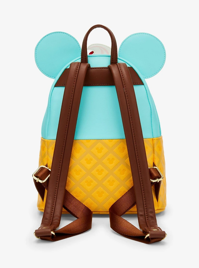Loungefly Disney Mickey Mouse Ice Cream Cone Figural Mini Backpack