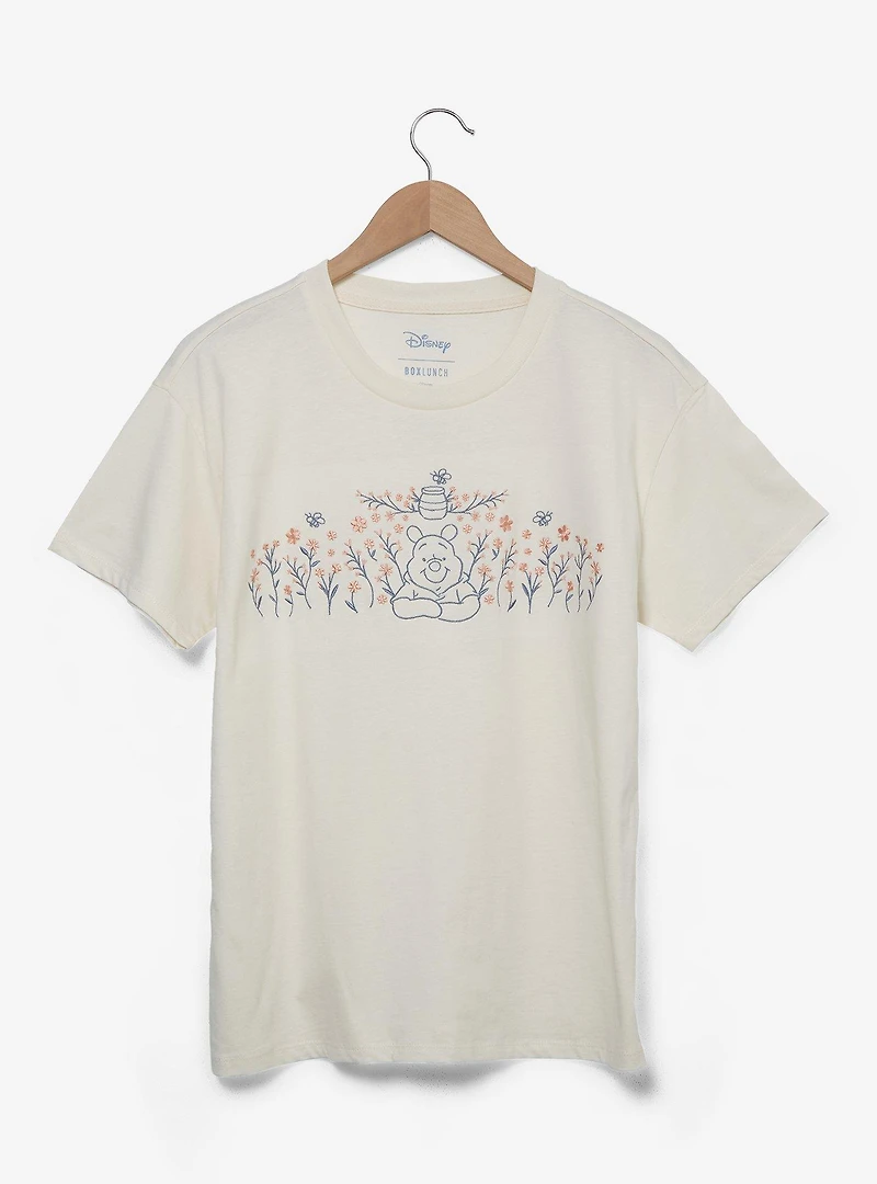Disney Winnie the Pooh Floral Embroidered Women's T-Shirt