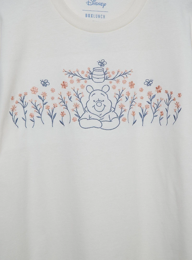 Disney Winnie the Pooh Floral Embroidered Women's T-Shirt