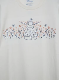 Disney Winnie the Pooh Floral Embroidered Women's T-Shirt