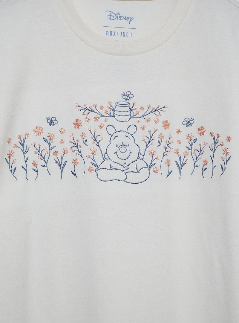 Disney Winnie the Pooh Floral Embroidered Women's Plus T-Shirt