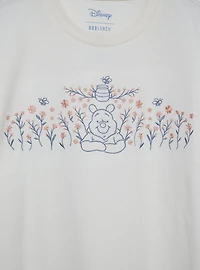 Disney Winnie the Pooh Floral Embroidered Women's Plus T-Shirt