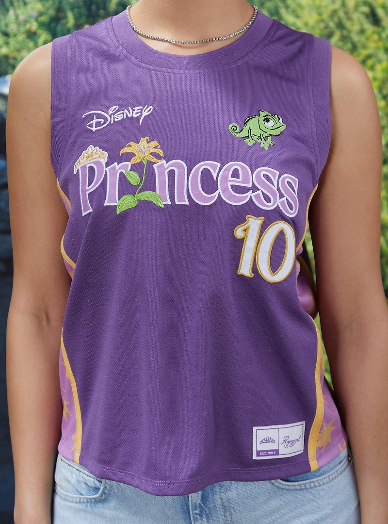 Disney Tangled Rapunzel Embroidered Women's Cropped Basketball Jersey — BoxLunch Exclusive