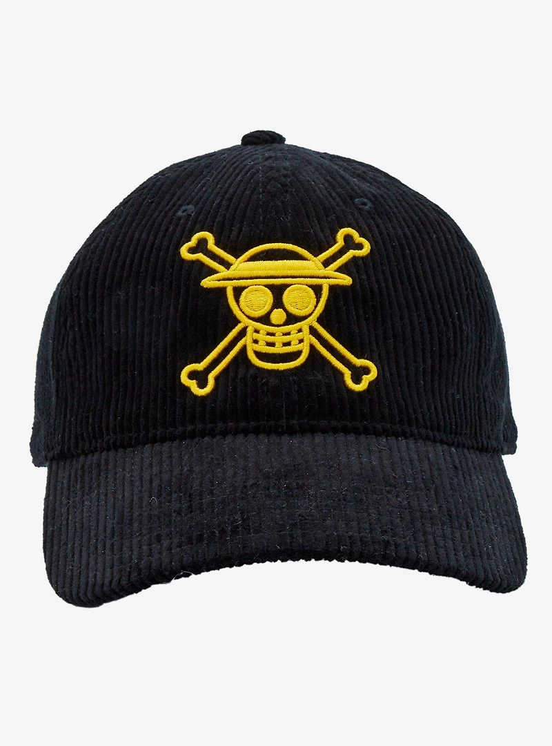One Piece Straw Hat Crew Jolly Roger Corduroy Ball Cap - BoxLunch Exclusive