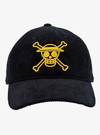 One Piece Straw Hat Crew Jolly Roger Corduroy Ball Cap - BoxLunch Exclusive