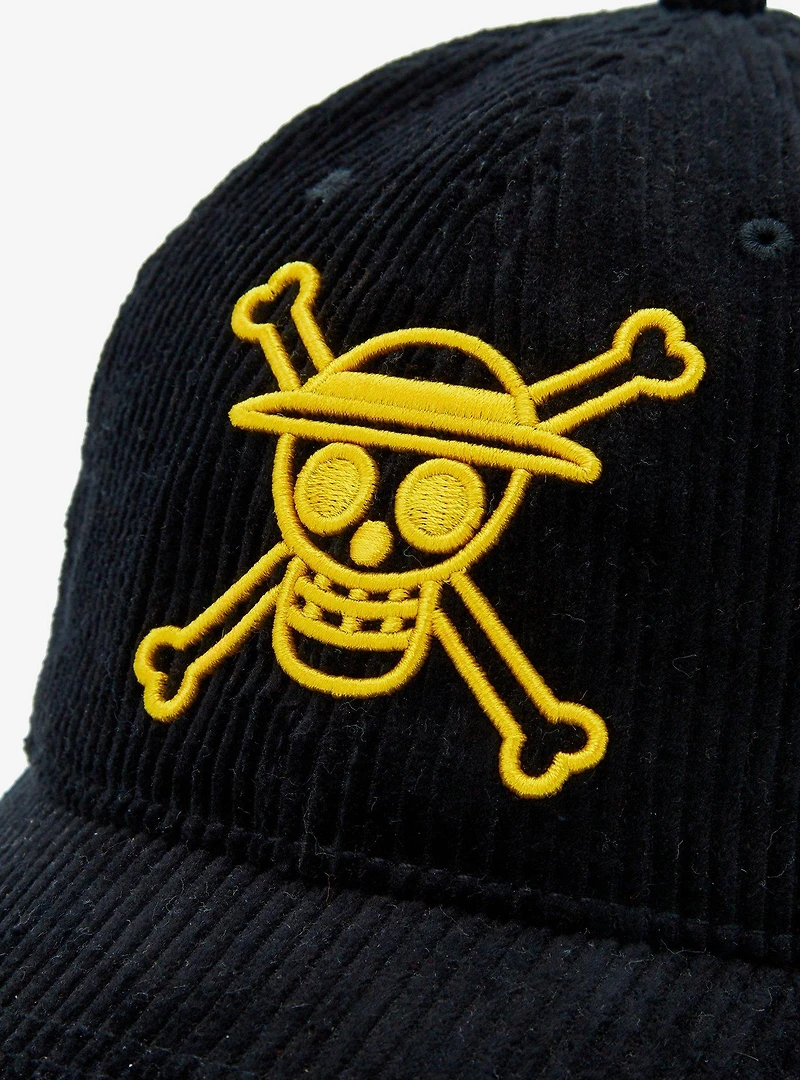 One Piece Straw Hat Crew Jolly Roger Corduroy Ball Cap - BoxLunch Exclusive