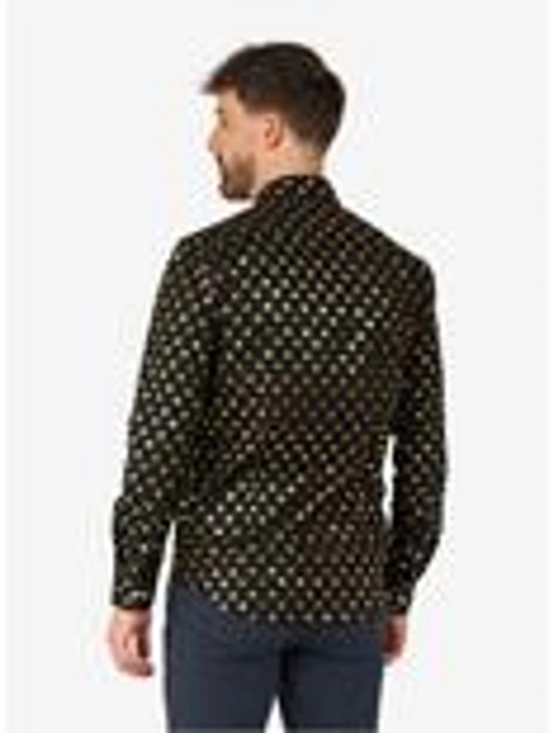 Shiny Polka Star Long Sleeve Button-Up Shirt