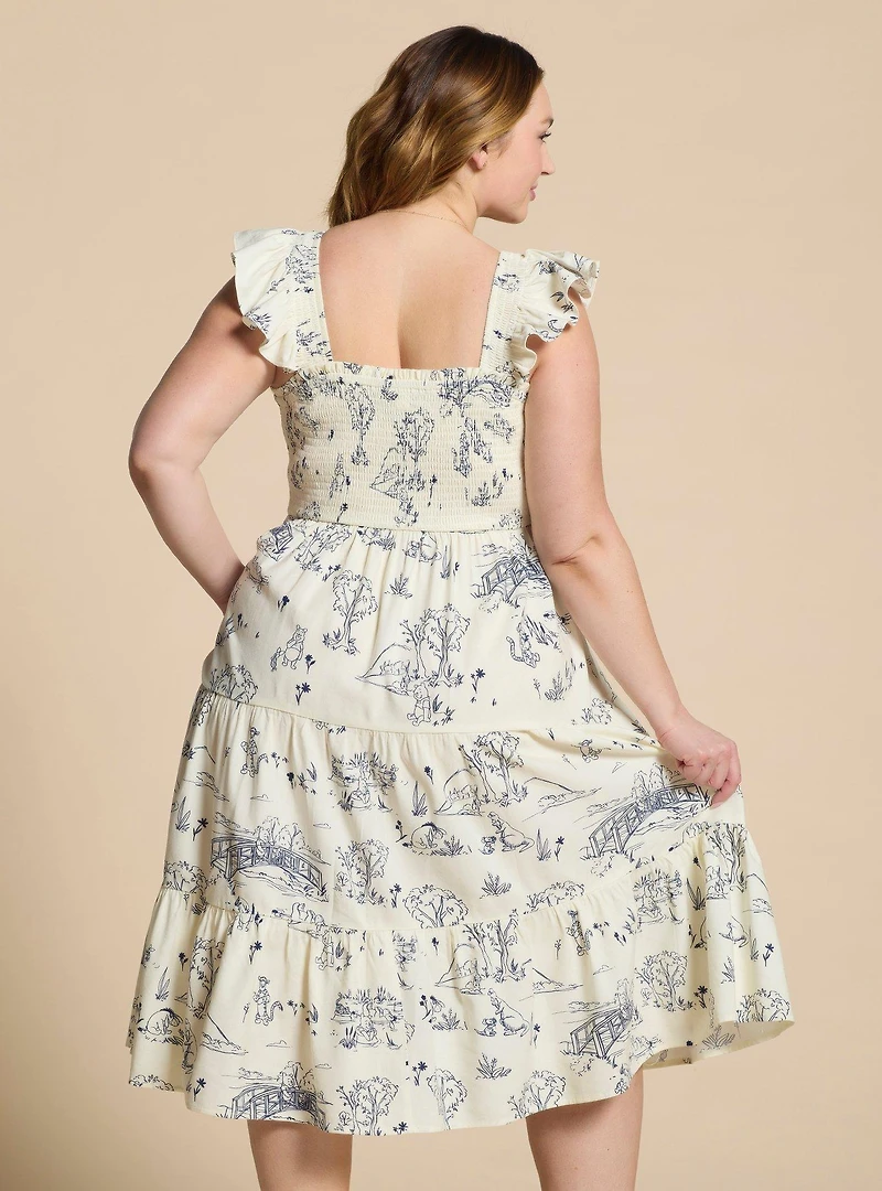 Disney Winnie the Pooh Hundred Acre Wood Smock Plus Midi Dress