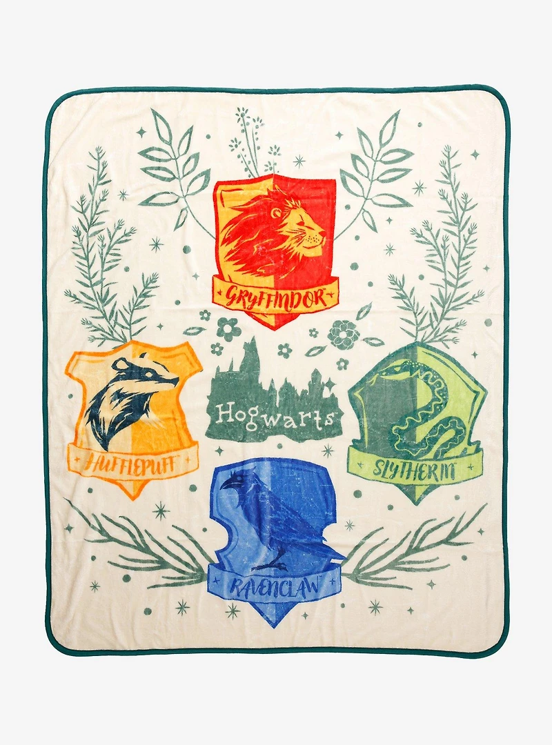 Harry Potter Hogwarts Houses Botanical Throw — BoxLunch Exclusive