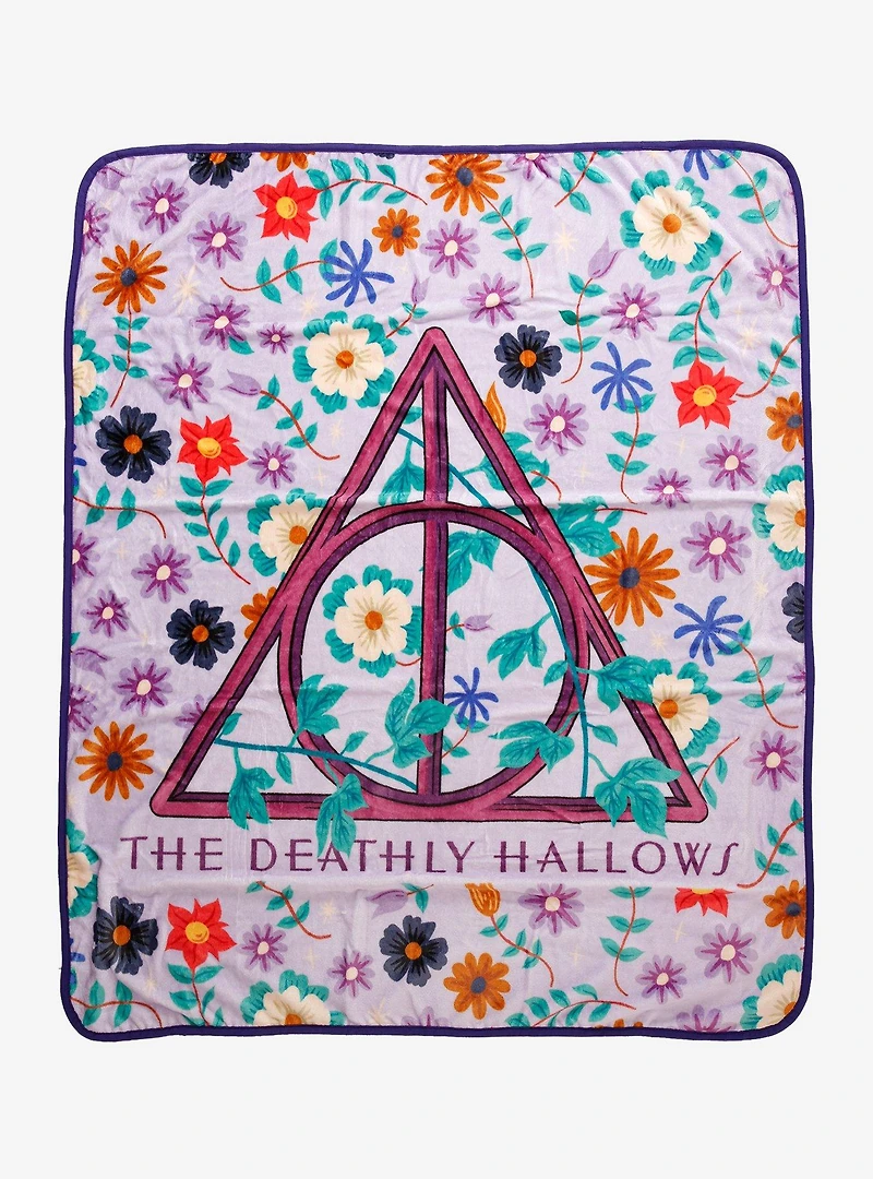 Harry Potter Deathly Hallows Floral Throw — BoxLunch Exclusive