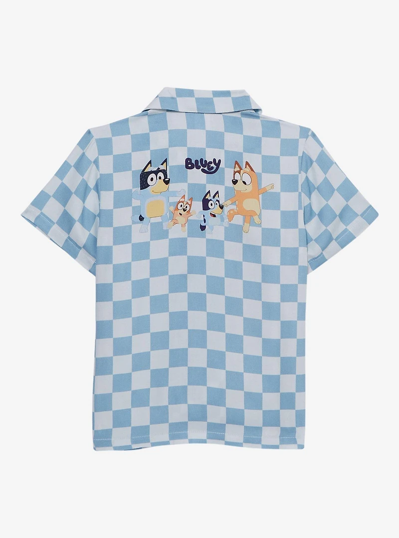 Bluey Heeler Family Checkered Toddler Button Up