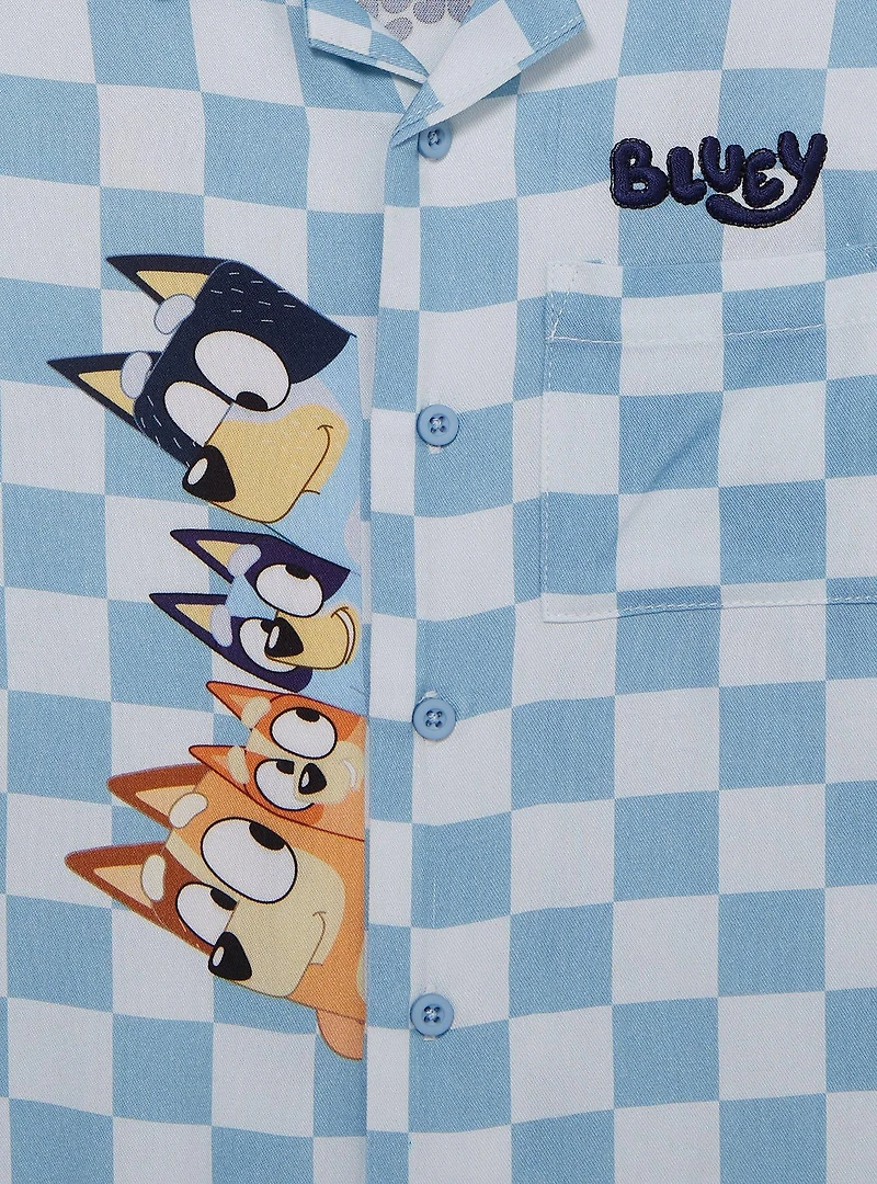 Bluey Heeler Family Checkered Toddler Button Up