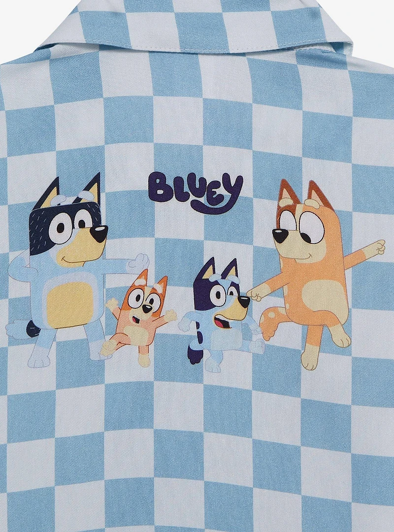 Bluey Heeler Family Checkered Toddler Button Up