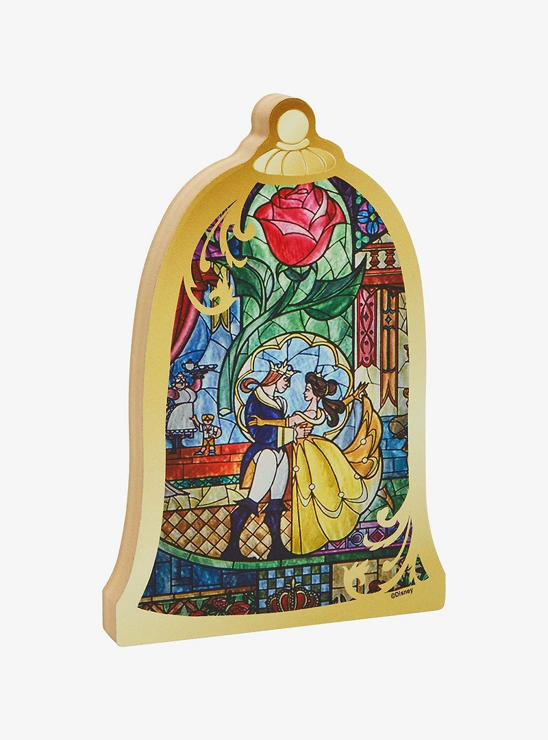 Disney Beauty and the Beast Stained Glass Portrait Figural Block Sign