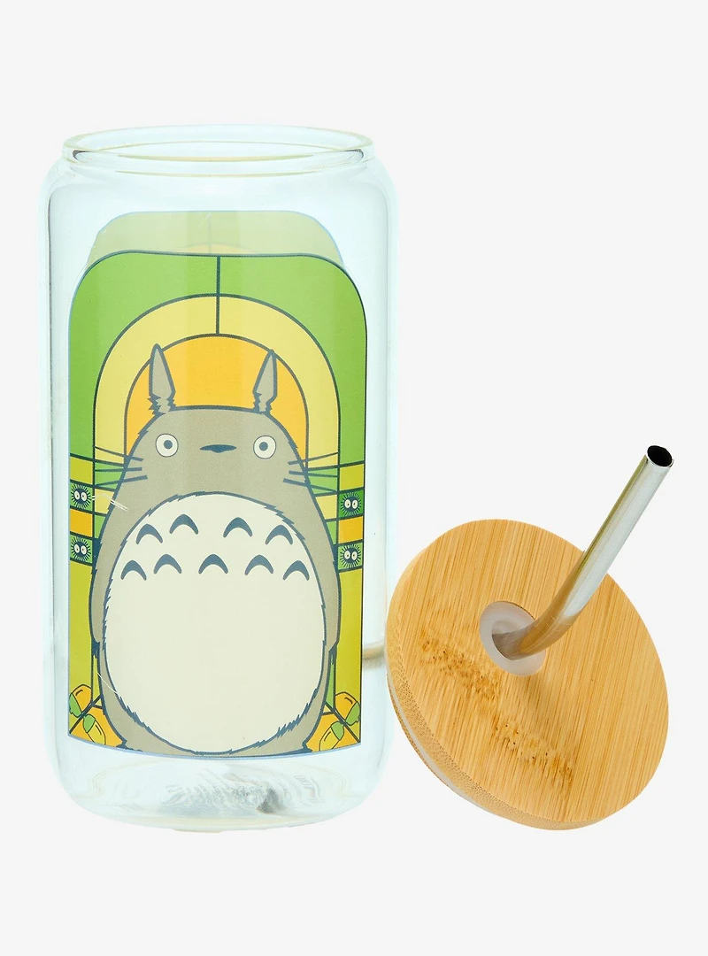 Studio Ghibli® My Neighbor Totoro Stained Glass Totoro Portrait Glass Tumbler with Straw - BoxLunch Exclusive