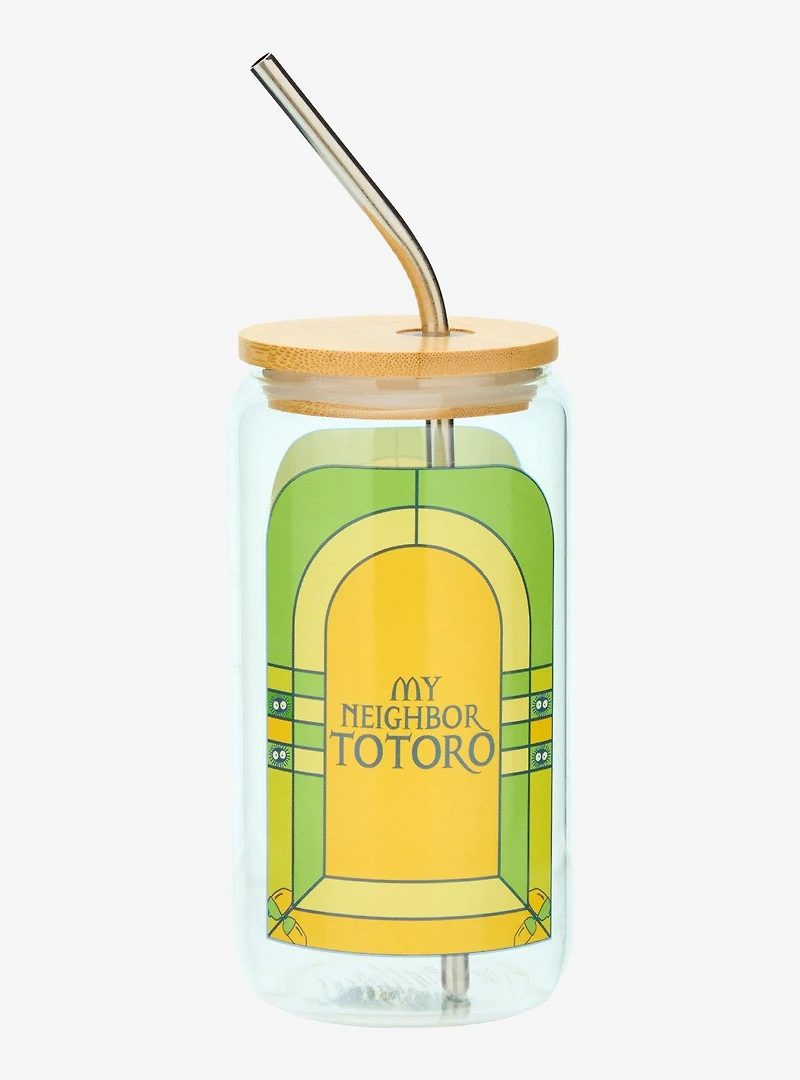 Studio Ghibli® My Neighbor Totoro Stained Glass Totoro Portrait Glass Tumbler with Straw - BoxLunch Exclusive