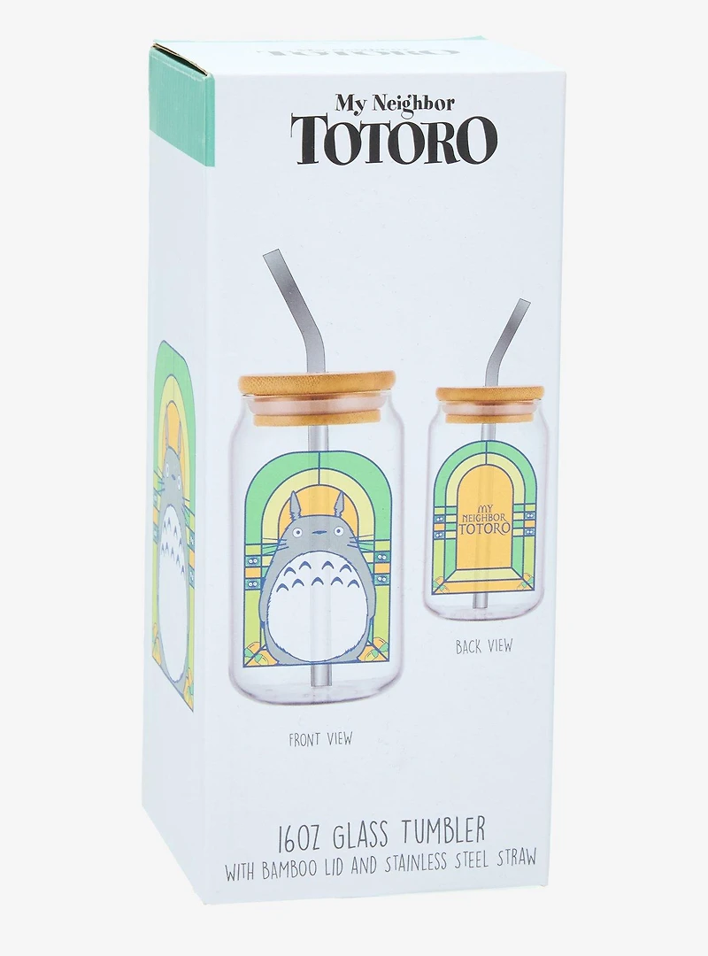 Studio Ghibli® My Neighbor Totoro Stained Glass Totoro Portrait Glass Tumbler with Straw - BoxLunch Exclusive