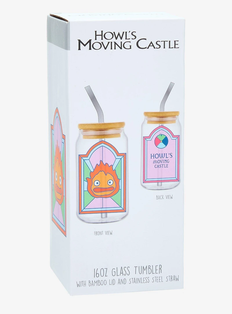 Studio Ghibli® Howl's Moving Castle Calcifer Stained Glass Portrait Glass Tumbler with Straw - BoxLunch Exclusive