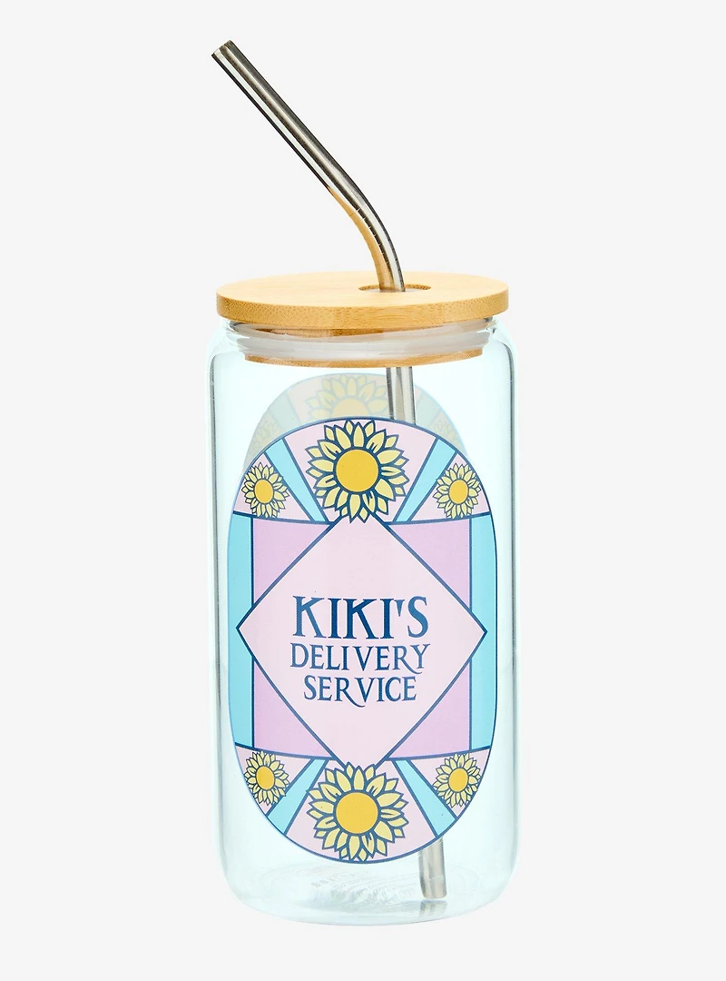 Studio Ghibli® Kiki's Delivery Service Jiji Stained Glass Portrait Glass Tumbler with Straw - BoxLunch Exclusive