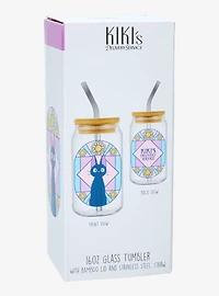 Studio Ghibli® Kiki's Delivery Service Jiji Stained Glass Portrait Glass Tumbler with Straw - BoxLunch Exclusive