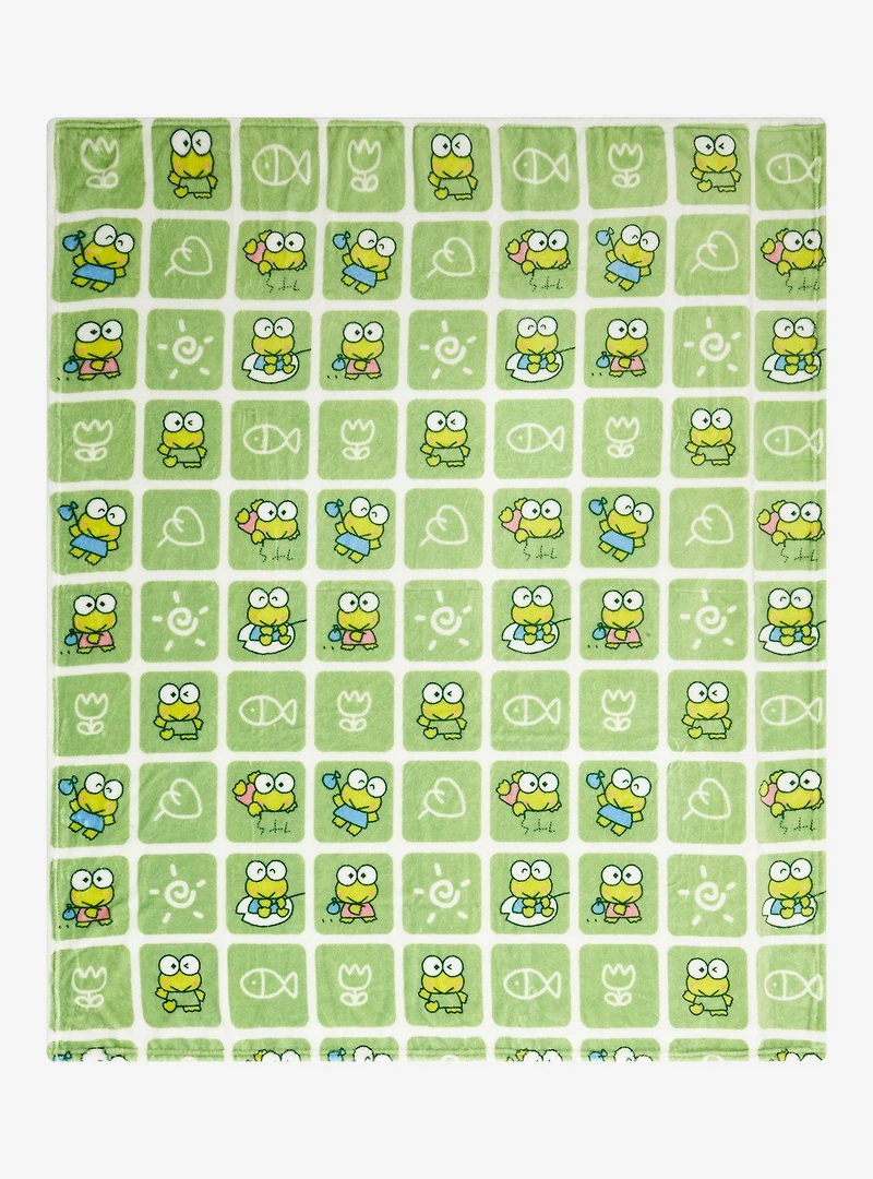 Sanrio Keroppi Multi-Portrait Grid Fleece Throw - BoxLunch Exclusive